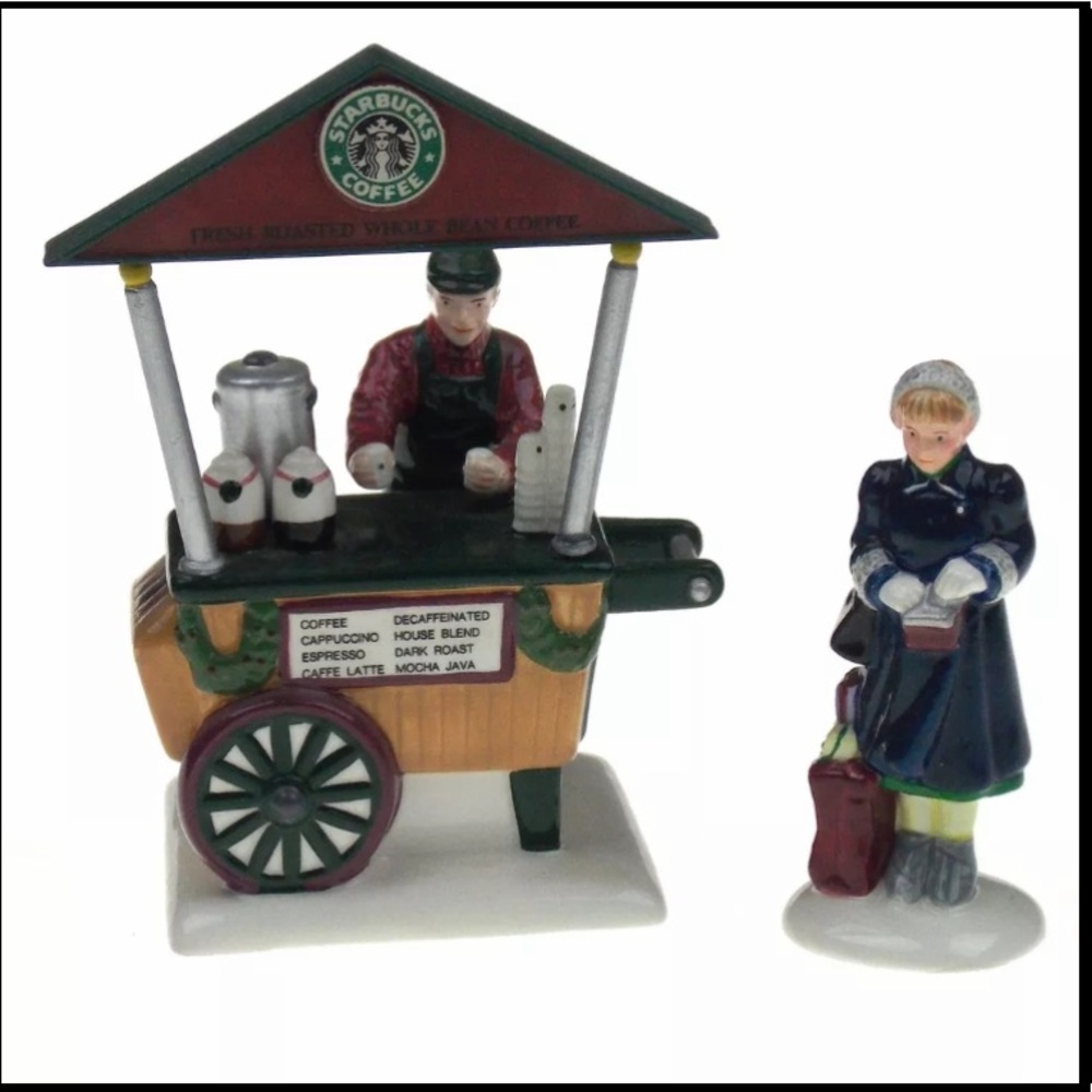 The Original Snow Village Starbucks Coffee Cart
